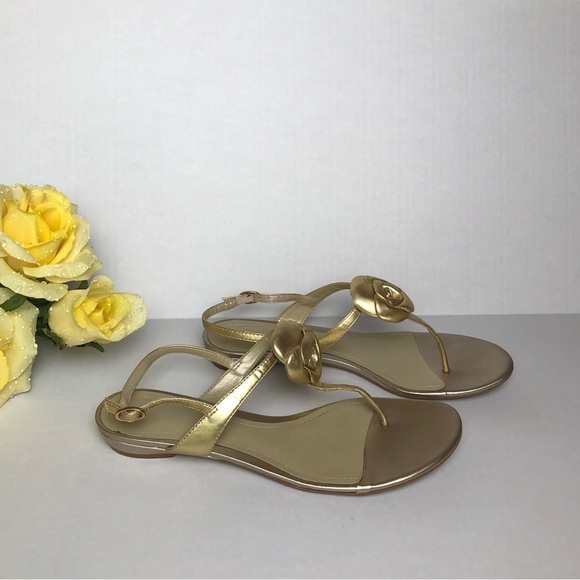 Gold Flat Sandals - Picture 3 of 4